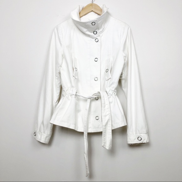 H&M Jackets & Blazers - White Snap Jacket Drawstring Grommet Detail